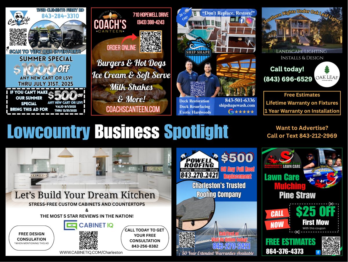 9x12 oversized direct mail postcard front - Charleston area local business advertising